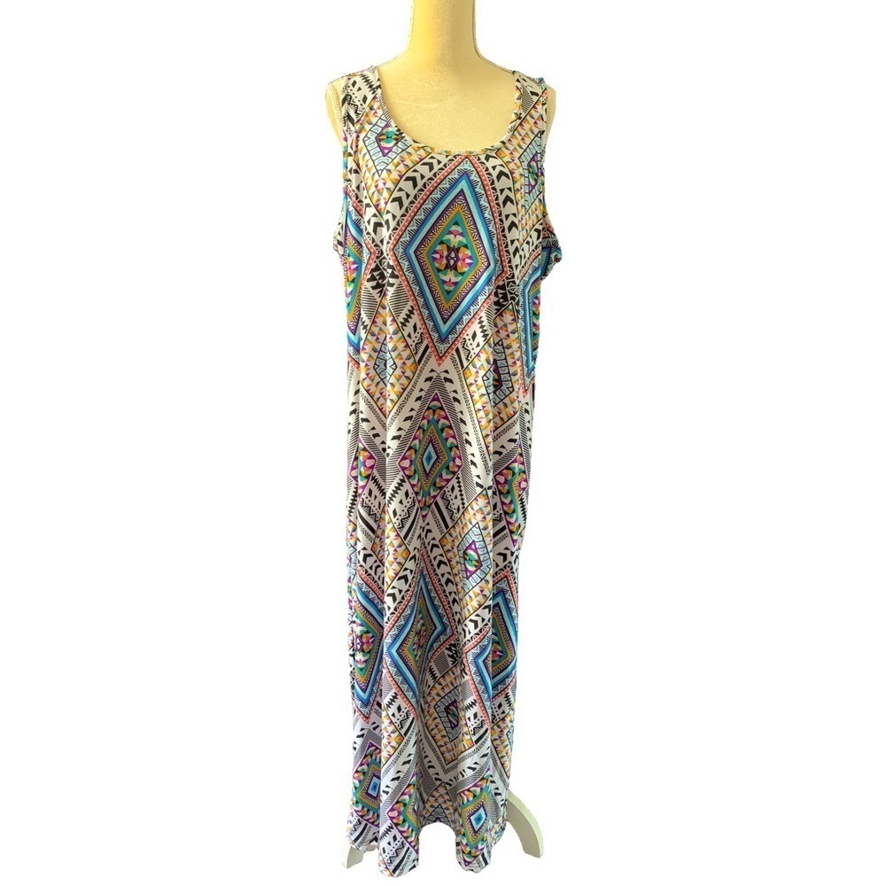 Rouge Collection Colorful Geometric Tank Maxi Dress